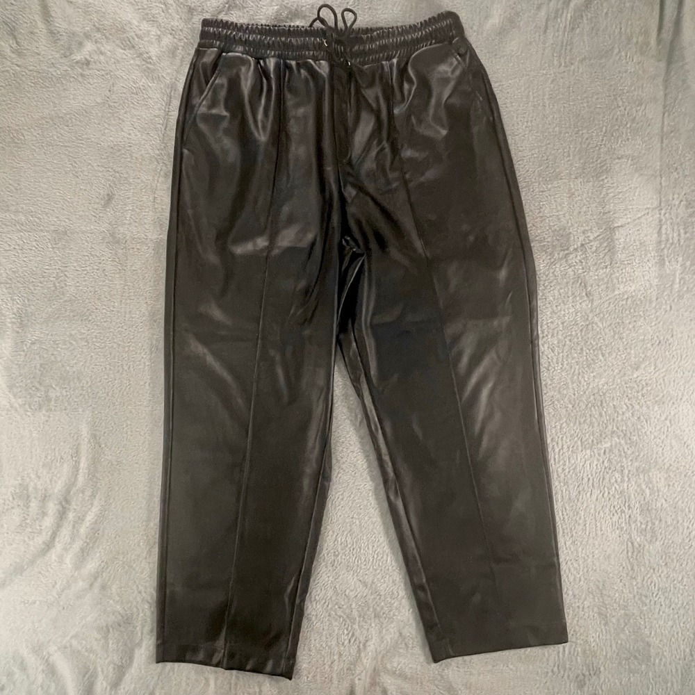 CALIA Carrie Underwood Faux Leather Joggers Black Tapered Elastic Waist Size L